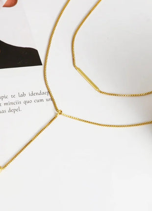 Lariat Gold Necklace for Women Teen Girls Mom, Dainty Long Necklace 14k Gold Plated STAINLESS STEEL Y-Shaped Pendant Necklaces PlatiNum