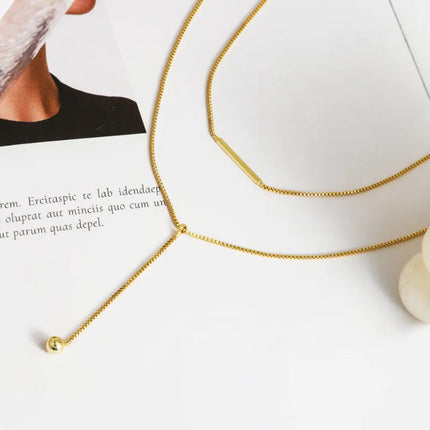 Lariat Gold Necklace for Women Teen Girls Mom, Dainty Long Necklace 14k Gold Plated STAINLESS STEEL Y-Shaped Pendant Necklaces PlatiNum