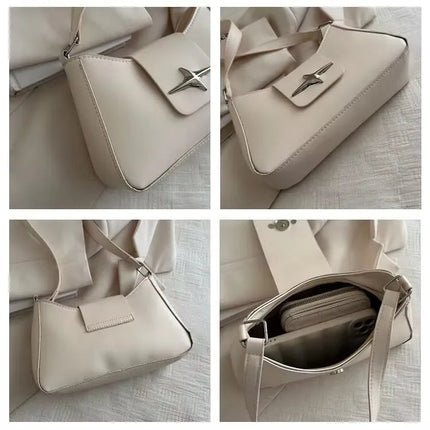 New Style Women's Bag with Lock Closure Fashionable Women Bag Trendy Embossed Women's Shoulder Bag Popular Crossbody Bag PlatiNum