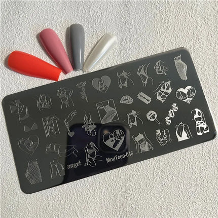 Gothic Cross Nail Stamping Plate Dark Rosary Cross Stainless Steel Punk Nail Art Stencil for DIY Manicure