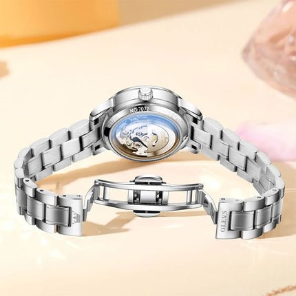 OLEVS Orologio di lusso di alta qualità per donna Orologio meccanico automatico da donna impermeabile in acciaio inossidabile Orologi da donna eleganti platinumshop