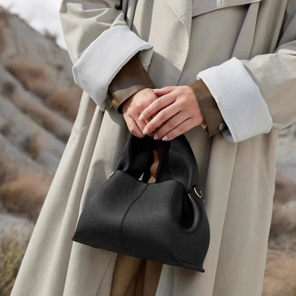Borsa a Tracolla Cloud Dumpling da Donna, Borsa a Spalla Minimalista di Lusso in Vera Pelle Composita di Vacchetta, Piccola Dimensione