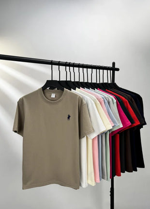 T-shirt homme col rond manches courtes 100 % pur coton, vente chaude, marque de luxe, été, broderie exquise, poney, haut respirant