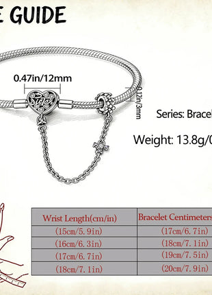 Nuova Serie di Bracciali a Osso di Serpente in Argento Puro 925% con Charm 'Amore Eterno' e Catena di Sicurezza, Gioielli da Donna PlatiNum