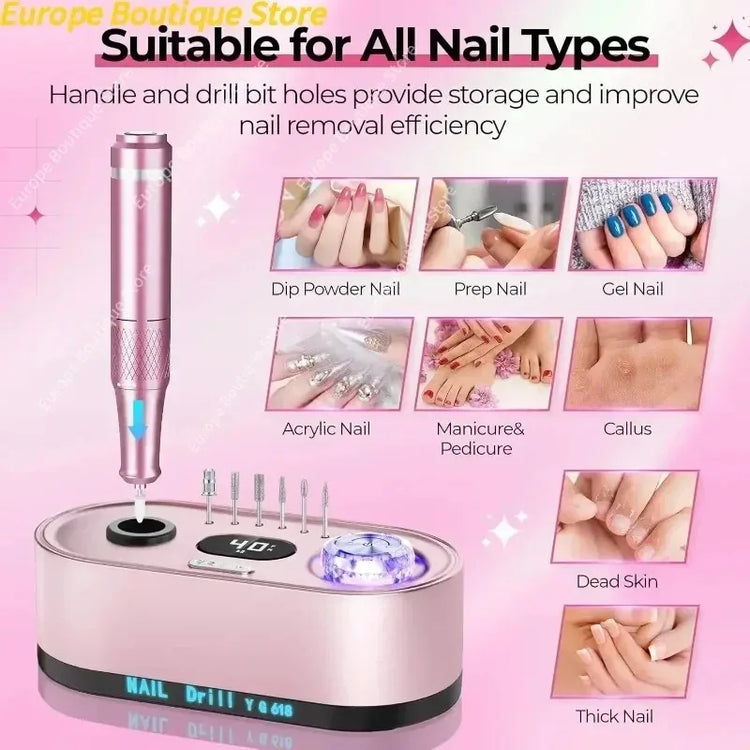 2026 Pro Specialist Electric Nail Refiner 40000RPM LCD Digital Nail Drill Machine Pack For Acrylic Gel Nails Salon Manicure Instrument