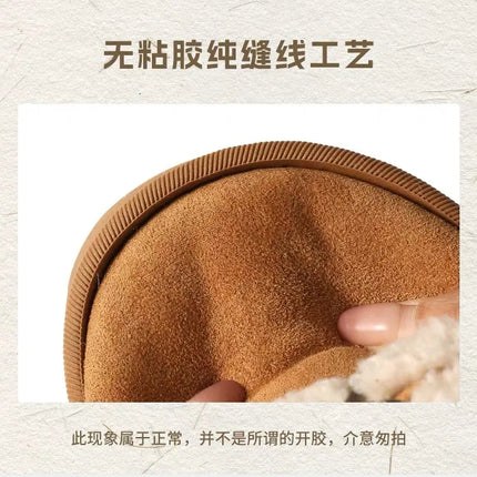 Sanrio Hello Kitty Winter Fleece Lined EVA Thick Mule Slippers Snowy Day Anti-Slip Warm Fleece Outdoor Slippers Women Snow Boots