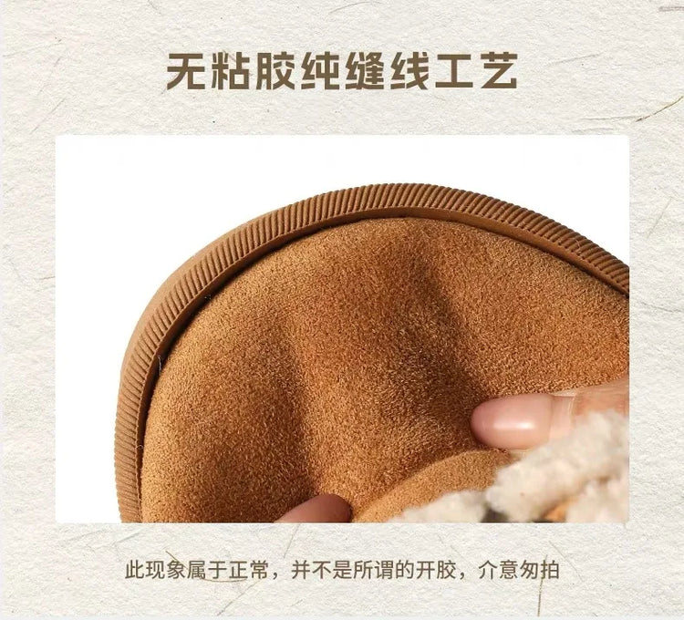 Sanrio Hello Kitty Winter Fleece Lined EVA Thick Mule Slippers Snowy Day Anti-Slip Warm Fleece Outdoor Slippers Women Snow Boots