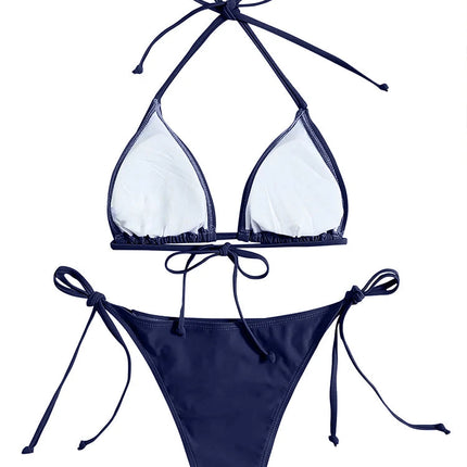 Costumi da bagno Perizoma Bikini Set Sexy Nuovi costumi da bagno blu navy Donna Costumi da bagno sexy Bikini Triangolo Fasciatura Costumi da bagno femminili platinumshop