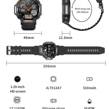 T-Rex 3 Grado Ultra Militare GPS Astuto Della Vigilanza 10ATM Bussola Impermeabile Altimetro Barometrico AMOLED Uomini HD Chiamata Sport Smartwatch platinumshop