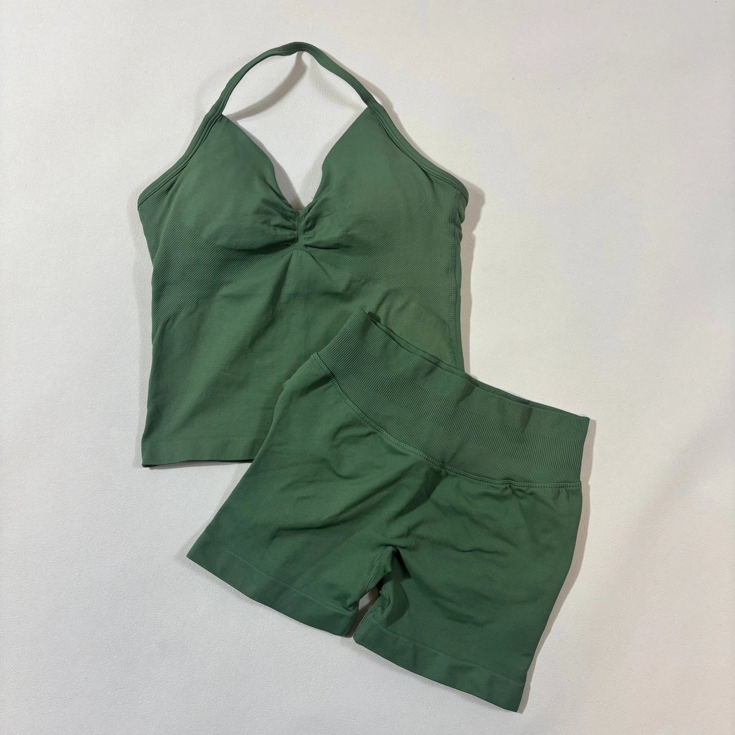 Yoga 2pcs Impact Gym Set Women Backless Tank Tops High Waist Scrunch Seamless Shorts Fitness Clothes Activewear Workout Sets