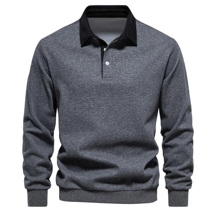 2025 Spring Autumn Polo Neck Sweatshirts for Men Fashion Smart Casual Cotton Mens Hoodies Sweatshirts High-Quality Pullover Tops