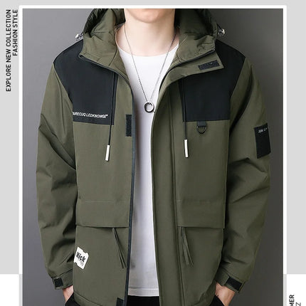 Plus Size Male Waterproof Windproof Hooded Jacket Autumn Winter New Fashion Men Casual Loose Fleece Thick Warm High Quality Coat