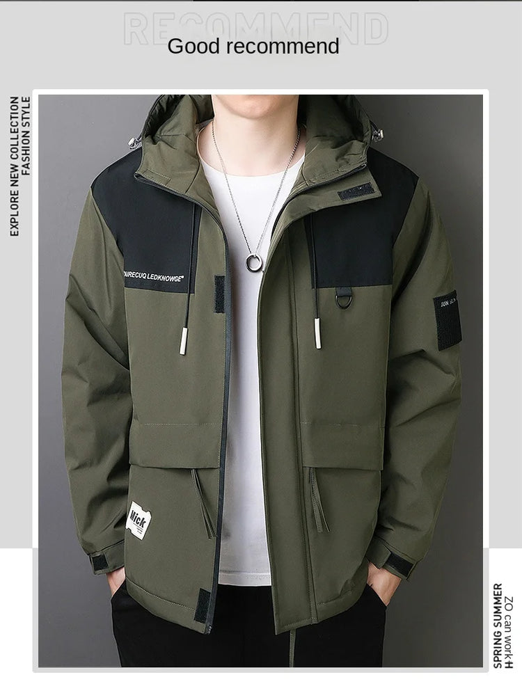 Plus Size Male Waterproof Windproof Hooded Jacket Autumn Winter New Fashion Men Casual Loose Fleece Thick Warm High Quality Coat