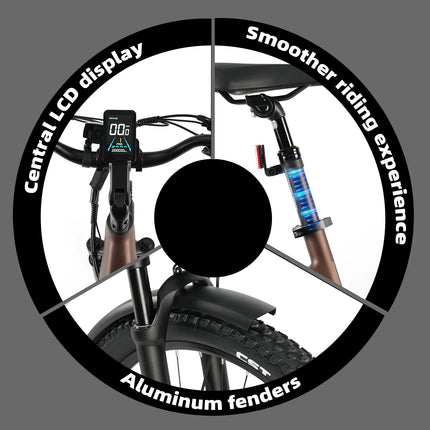Bicicletta Elettrica TTGO Z3 27.5x2.4 " con Motore da 250W, Batteria 48V15AH, Freni a Disco Idraulici, E-Bike per Adulti, MTB Elettrica da Città