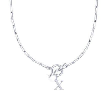 Women stainless steel Initial necklace A-Z Letter charms pendant Choker Women silvery Chain Ot Deduction Necklace For Women 2025 PlatiNum