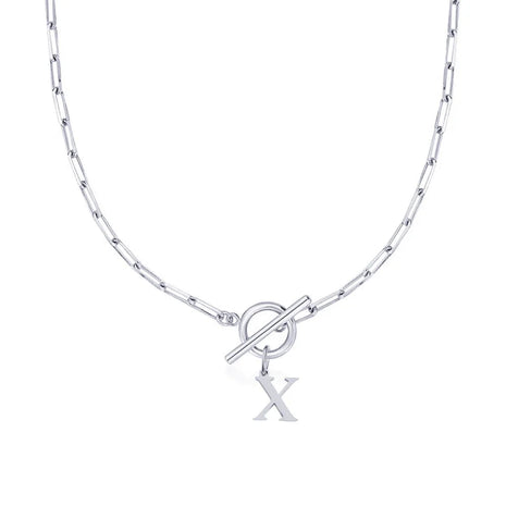 Women stainless steel Initial necklace A-Z Letter charms pendant Choker Women silvery Chain Ot Deduction Necklace For Women 2025 PlatiNum
