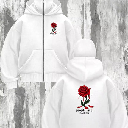 2026 Winter and Autumn New Hooded Headmask Men's and Women's Hoodie, Gothic Blood Rose Pattern Printed Comfortable Fabric