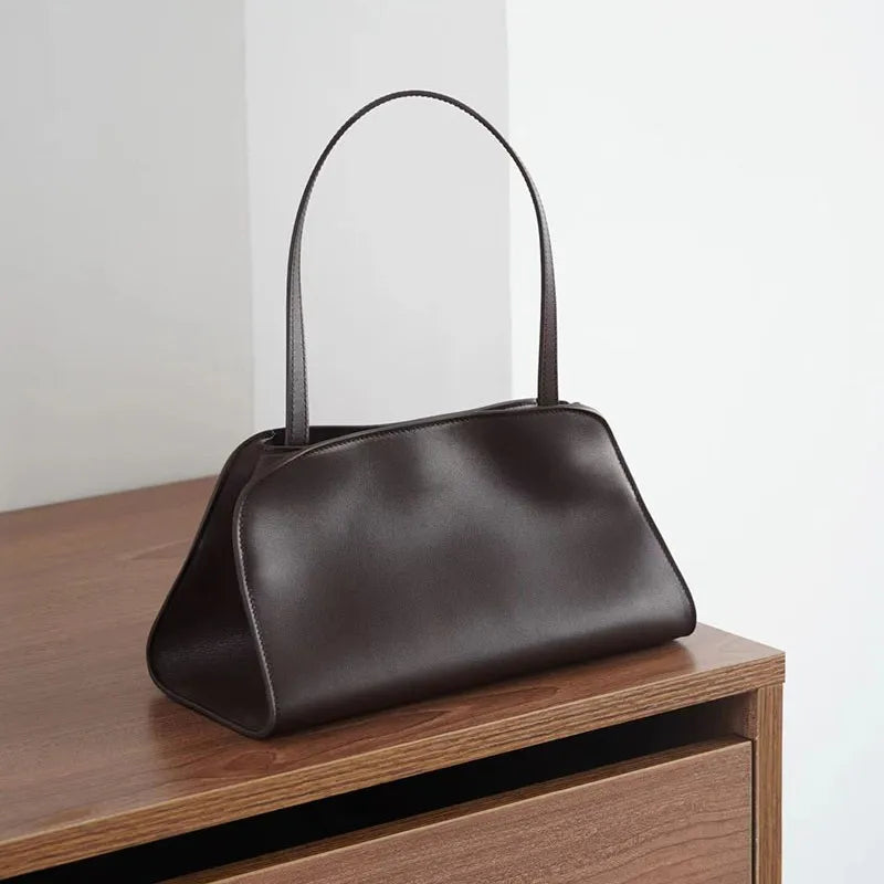 [Full Leather Inside Outside] Drinking Milk Cowhide Imported Saddle Leather Underarm Bag Single Shoulder Crossbody Bag Simple