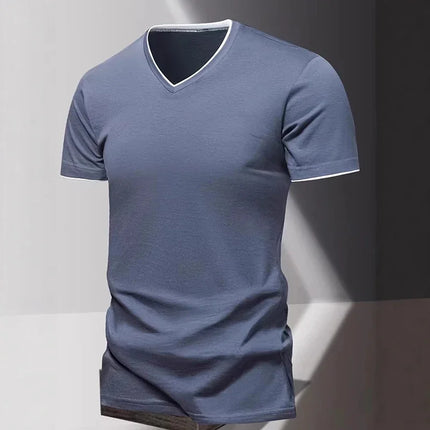 Men's Short Sleeve V-Neck T-Shirt, Men's Sporty Casual T-Shirt, Plain Simple Trendy Basic T-Shirt