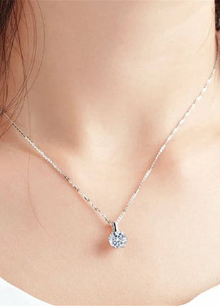 Nuova Collana in Argento Sterling 925 con Pendente in Zirconia 5A, Gioiello Raffinato per Donna, Ideale per Matrimoni, Feste e Occasioni Eleganti PlatiNum
