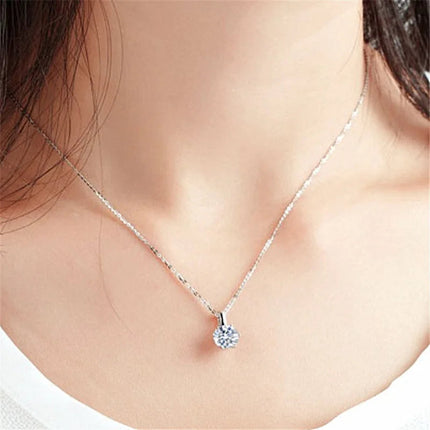 Nuova Collana in Argento Sterling 925 con Pendente in Zirconia 5A, Gioiello Raffinato per Donna, Ideale per Matrimoni, Feste e Occasioni Eleganti PlatiNum