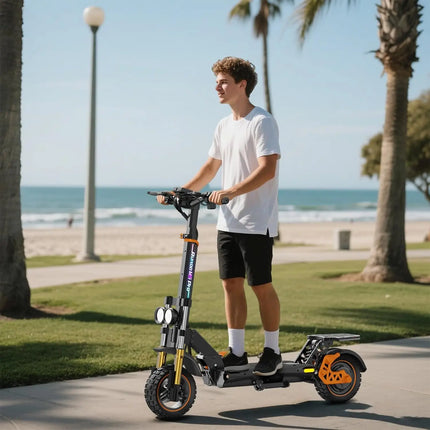 Monopattini elettrici M5 Pro W, batteria 48V 20.8Ah, autonomia 80 km, freni idraulici pieghevoli, con sella e bagagliaio