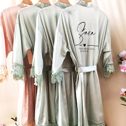 Hermana De La Novia Robes Personalizzato Madre De La Novia Kimono Personalizzato Setoso Abito da sposa da damigella d'onore Vestaglie estive in raso