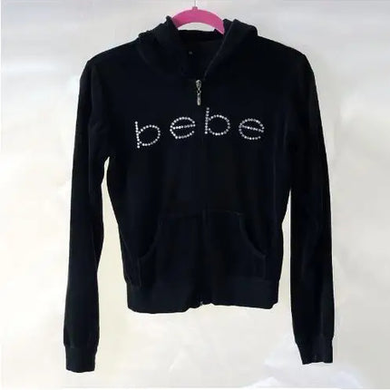 Europe and the United States cross-border new Y2k retro "Bebe" printed pink retro hot diamond sexy casual hoodie