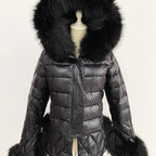 ZADORIN 2025 Trend White Duck Down Patchwork Faux Fur Jacket Women Winter Warm Big FAUX Raccoon Fur Hood Women Faux Fur Coat