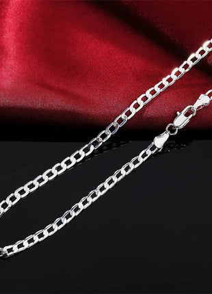 Men's 925 Sterling Silver Necklace 2/4/6/8/10/12MM 40-75cm Face Chain Necklace Lobster Clasp Men And Women Engagement Jewelry PlatiNum