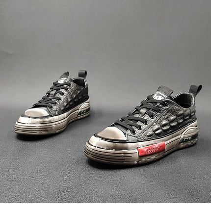 New Designers Genuine Leather Alligator Pattern All Match Sneaker For Men Casual Shoes Flats Walking Footwear Zapatos Hombre