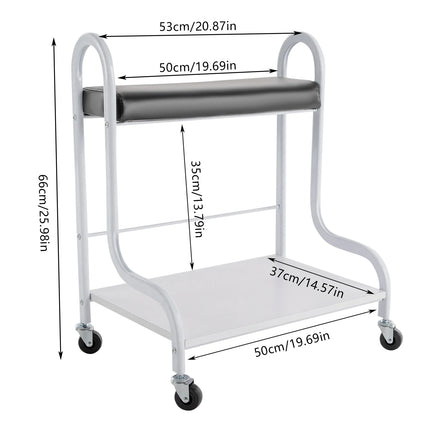 2-Tier Foot Bath Spa Trolley Cart Portable Pedicure Footrest with 4 Wheels Beauty Salon Nail Stand for Pedicures Massages Toenail Care, Load 100 kg/220.46 lbs