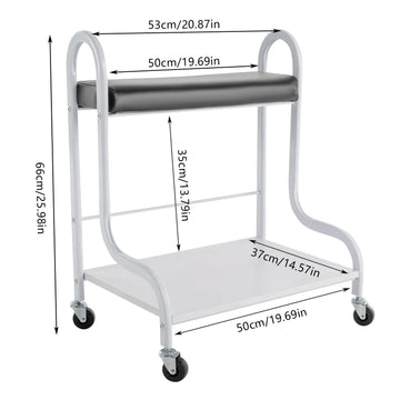 2-Tier Foot Bath Spa Trolley Cart Portable Pedicure Footrest with 4 Wheels Beauty Salon Nail Stand for Pedicures Massages Toenail Care, Load 100 kg/220.46 lbs