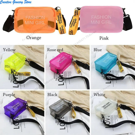 Borsa a Tracolla Trasparente con Effetto Laser per Donne, Mini Borsa Messenger alla Moda in PVC Colorato, Piccola Borsa Tote