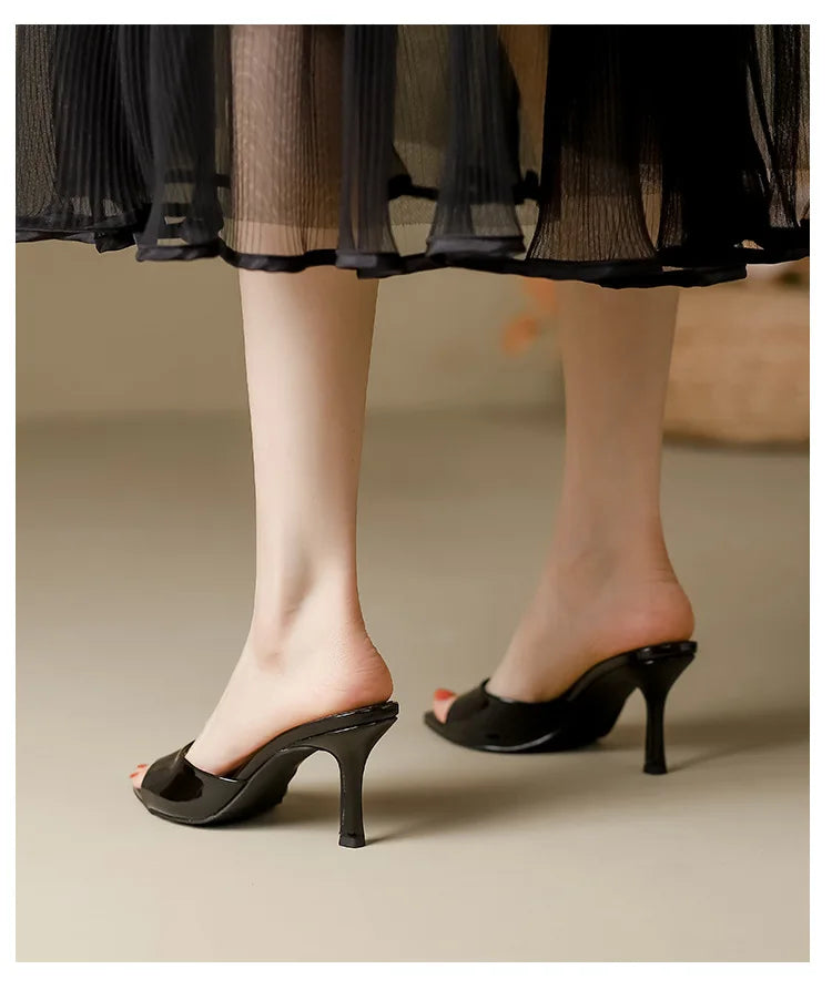 Sexy Pointy Toe Thin High Heels Slippers For Ladies Elegant Style Summer Slip-on Outdoor Walking Sandals Mules Women Party Shoes