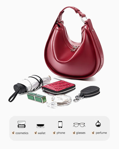 Zency Borsa da donna in vera pelle premium Borsa hobo di lusso Borsa a tracolla moda di grande capacità per moglie amante ragazza regalo Sac