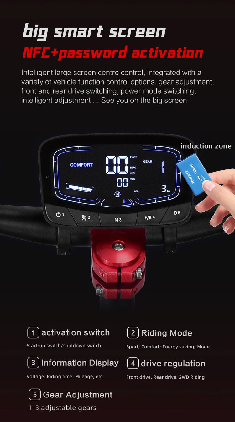 Monopattino Elettrico BOYUEDA S5-11 6000W Doppio Motore con Attivazione NFC e Controllo App, Batteria 60V38AH, Pneumatici Silenziosi per il Pendolarismo Urbano
