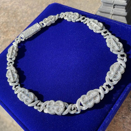 Set Gioielli Hip Hop da Uomo/Ragazzo Iced Out Bling 2026 Nuovo Design: Collana e Bracciale con Catena Cuban Link a Moneta Infinita/Dollaro platinumshop