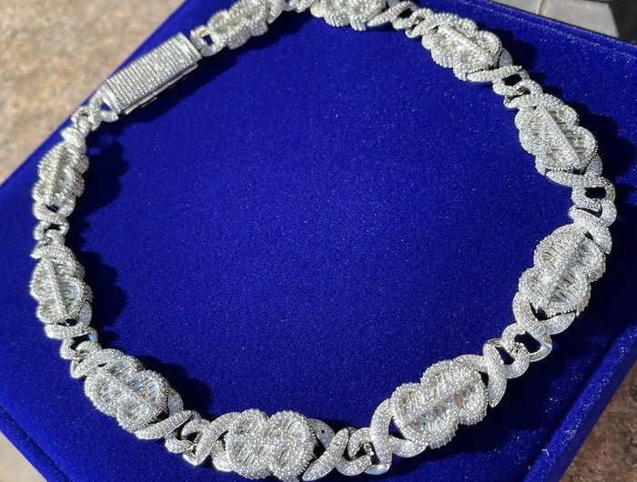 Set Gioielli Hip Hop da Uomo/Ragazzo Iced Out Bling 2026 Nuovo Design: Collana e Bracciale con Catena Cuban Link a Moneta Infinita/Dollaro platinumshop