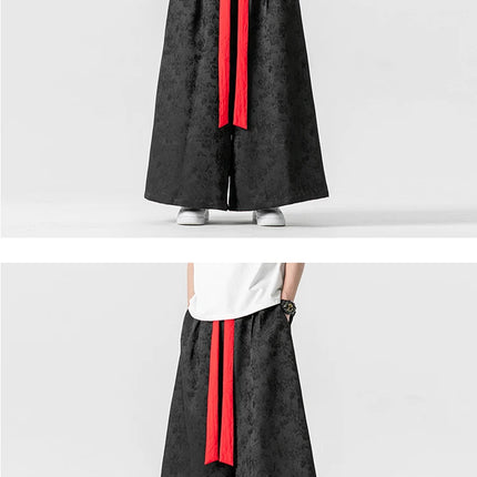 Pantaloni da uomo Kimono allentato Samurai Pantaloni con stampa floreale scura Stile giapponese Pantaloni larghi casual alla moda comodi Taglie forti 3XL