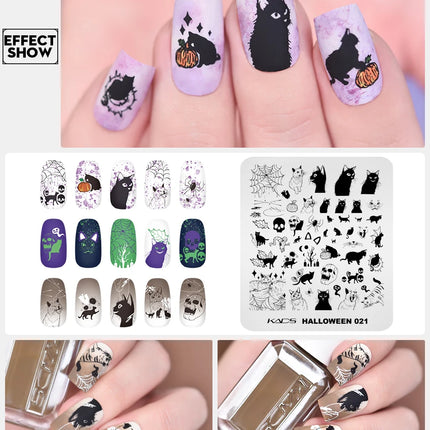 KADS Halloween Nail Stamping Plates skull Pumpkin Bat Template Stencils Nail Art Stamp Image Plate Manicure Nail Print Tool