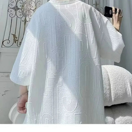 Abito di moda maschile bello set con pantaloncini a maniche corte jacquard sportivi casual larghi Set da due pezzi 2025 Primavera ed estate platinumshop