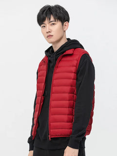 Short White Duck Down Vest Men Lightweight Warm Slim Fit Fashionable Autumn Winter Waistcoats Portable Puffer Jacket Man VT-323