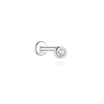 BOAKO 925 Sterling Silver Moissanite 2/3/4mm Round  For Woman 1 Piece geometric Piercing Earrings Party Wedding Fine Jewelry PlatiNum