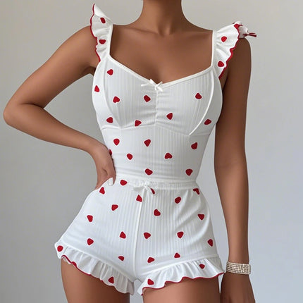 2025 nuove donne pigiama set fiocco piccole cinghie manica mosca top corto e pantaloncini in vita elastica 2 pezzi indumenti da notte femminili indumenti da letto estivi