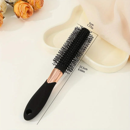 Portable Black Round Hair Brush Curling Styling Hair Comb Easy to Use Salon Hair Tool
