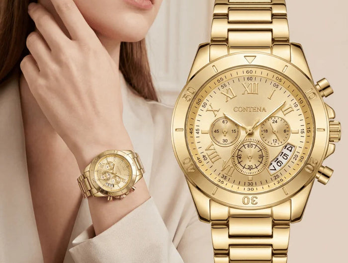 CONTENA Orologi eleganti di lusso per donna Orologio da donna in acciaio inossidabile Orologio da polso da donna alla moda Orologio al quarzo Reloj Mujer platinumshop