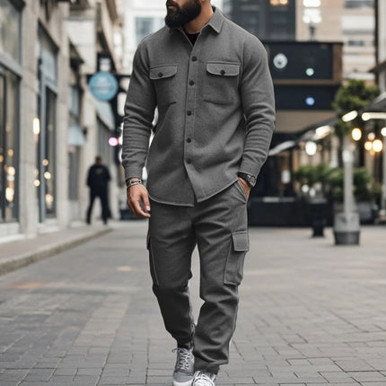 Outdoor Tactical Hunting Jacket for Men, American Heavy Heavy Men's Overalls, lined with Sports Pants, Shirt, 2 Sets PlatiNum