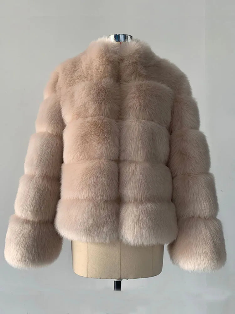 ZADORIN Fashion Thick Warm Winter Coat Woman Luxury Faux Fox Fur Coat Jackets Woman Stand Fur Collar Fake Fur Jacket Outerwears