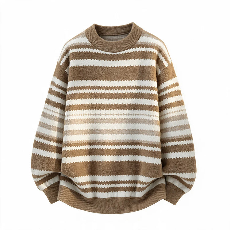 New Trendy Autumn and Winter Jacquard Pattern Pullover Sweater Casual Round Neck Color-Blocking Knit Men's Pullover